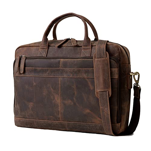 Leather briefcase bag for men Leather Laptop Bags For Men and Women Travel Messenger Bag - color: Vintage Brown, size: 16 Inch Briefcase