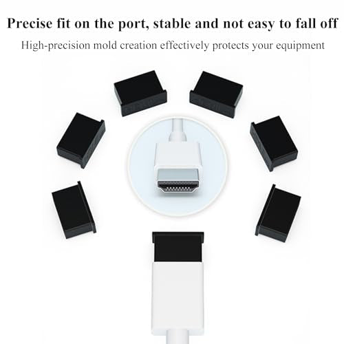 20PCS Plastic HDMI Male Port Anti Dust Dustproof Cover Cap Plug Protector Compatible with Computer Laptop TV (Black) - color: Black