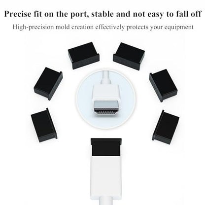20PCS Plastic HDMI Male Port Anti Dust Dustproof Cover Cap Plug Protector Compatible with Computer Laptop TV (Black) - color: Black
