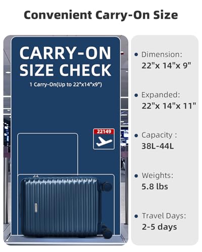 LARVENDER Carry on Luggage 22x14x9 Airline Approved, 20 Inch Expandable Hardside Suitcase with Wheels TSA Lock, PC+ABS Lightweight Carry on Suitcases for Women and Men, Dark Blue - color: Dark Blue, size: 3 Piece Set (Backpack/20/TB)