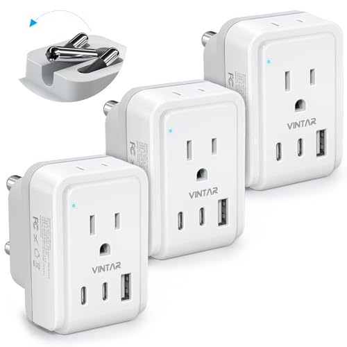 VINTAR Type M Adapter for South Africa, 3 Pack Foldable Africa Travel Plug | 5 in 1 with 2 Outlets 3 USB, Dual USB C Fast Charge, Africa Travel Essentials for US to Malaysia Namibia Nepal Mozambique - style: Type M - South Africa-3 Pack