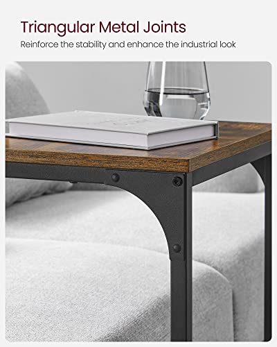 VASAGLE C-Shaped End Table, Side Table for Sofa, Couch Table with Metal Frame, Small TV Tray Table for Living Room, Bedroom, Rustic Brown and Black ULET353B01 - color: Rustic Brown + Black