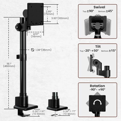 Monitor-Arm Ultrawide Heavy Duty 24-57'' - Aluminum Single Monitor Mount Holds up to 59.4lbs, Adjustable Desk Mount Stand, VESA 75/100 mm, Black - size: Standard