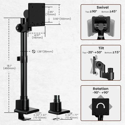 Monitor-Arm Ultrawide Heavy Duty 24-57'' - Aluminum Single Monitor Mount Holds up to 59.4lbs, Adjustable Desk Mount Stand, VESA 75/100 mm, Black - size: Standard