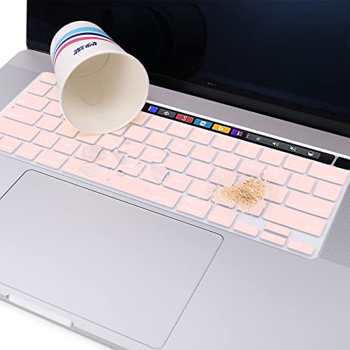 MOSISO Keyboard Cover Compatible with MacBook Pro 13 inch M2 2023, 2022, 2021 2020 M1 A2338 A2289 A2251&Compatible with MacBook Pro 16 2020 2019 A2141 Touch ID,Protective Silicone Skin, Chalk Pink - color: Chalk Pink