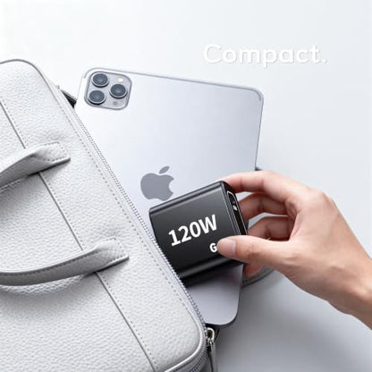 120W Fast Charger USB C - 2 Pack 65W PD Dual Port GaN USB C Charging Block, 3.3/3.3/10/10FT USB C Cable for MacBook Air Pro iPhone 17/16/15 Series Samsung Galaxy S25/S24/S23 Ultra Home Office Travel - color: Black