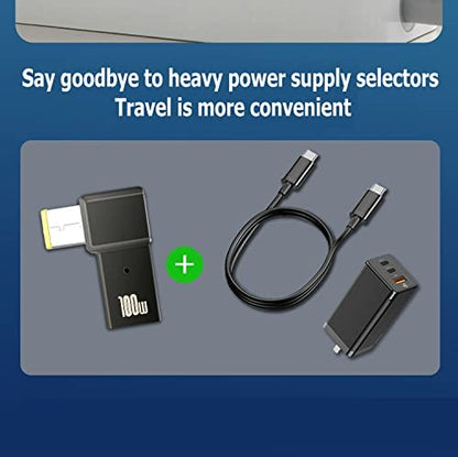 USB C to DC Tip Adapter, 100W PD Power ThinkPad Laptop Charging Cable | Adapter with USB C Female Input to Slim Tip Rectangle, Zinc Alloy PD Charge Converter for Lenovo ThinkPad Laptops