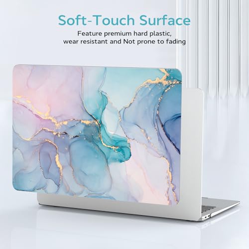 B BELK Compatible with MacBook Air 13 inch Case 2021 2020 2019 2018 M1 Chip | A2337 A2179 A1932, Plastic Hard Shell for MacBook Air 13.3 inch Case with Keyboard Cover & Screen Protector, Blue Pink Marble - color: Blue Pink Marble