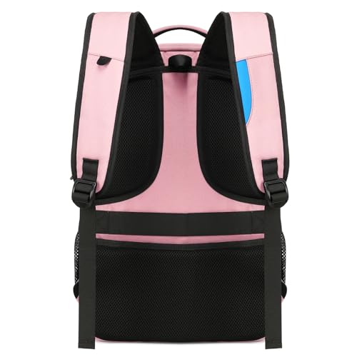 17 Inch Laptop Backpack for Travel Water Resistant College Backpack for Men/Women Laptop Bag with USB Charging Port, Pink - color: Pink