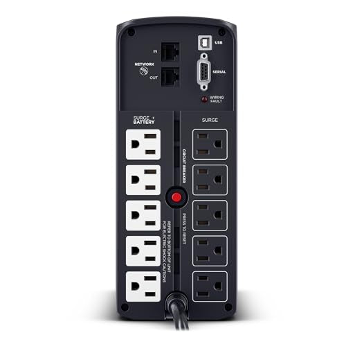 CyberPower CP1000PFCLCD PFC Sinewave UPS Battery Backup and Surge Protector | 10 Outlets, 5 Surge-Only, Avr, Color LCD, USB-a and USB-C Charging - size: 1000VA, style: Mini-Tower