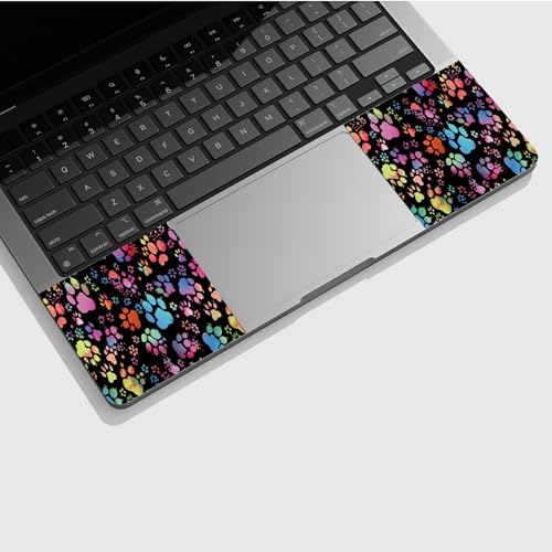Universal Laptop Skin Sticker with 2 Wrist Pad Skins, Waterproof Scratch Resistant Vinyl Laptop Cover Decal, Cut to Fit for 11–15.6 Inch MacBook HP Dell Lenovo, Color Dog Paws - color: Color Dog Paws