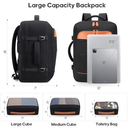 7 Piece Luggage Sets with Premium YKK Zipper, 20/24/28in PC Hardside Suitcase With Spinner Wheels, Luggage Airline Approved, Durable Suitcase Sets with TSA Locks for Travel - color: Black, size: 7 piece set (20/24/28inch)