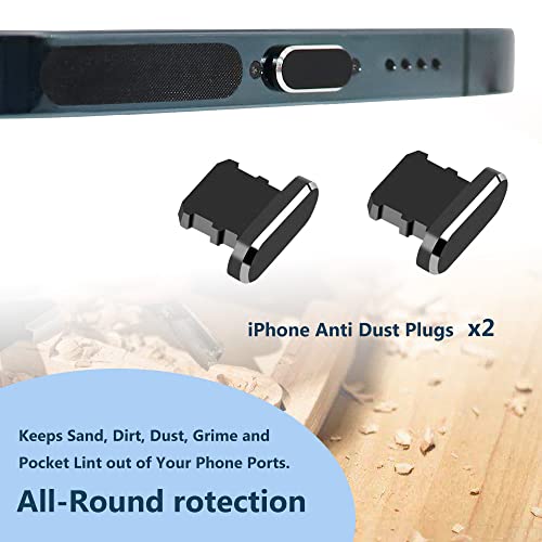 Phone Speaker Dustproof Stickers Protector, Anti Dust Adhesive Cover | Included Anti Dust Plug, Phone Port Cleaning Brush and Tweezer Compatible with iPhone 14, 13, 12 Pro Max, 11 (Black) - size: Lightning Plug