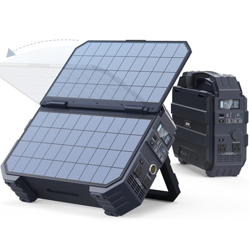 BLAVOR Portable Power Station 1600W (Peak 3200W), Built-in Solar Panel, 1024Wh LiFePO4 Battery, 100W USB-C Fast Charge, Solar Generator for Home Backup, Camping, Power Outages & RV - style: 1600W DarkBlue