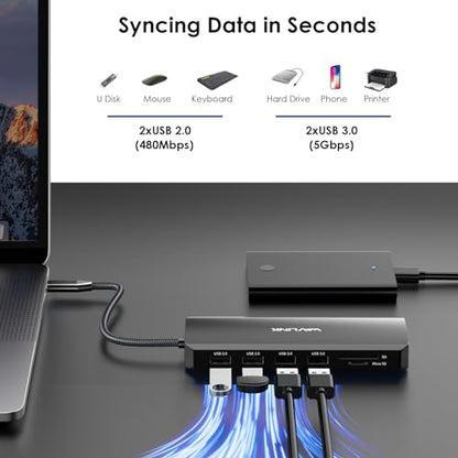 WAVLINK Laptop Docking Station Dual Monitor/Triple Display for Windows OS | USB C Hub with 2 HDMI, DisplayPort, 100W PD in, Gigabit Ethernet, USB 3.0/ 2.0 Ports, SD/TF Card Reader, Audio