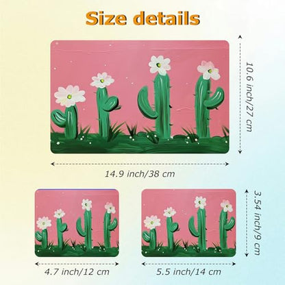 Universal Laptop Skin Sticker with 2 Wrist Pad Decals, 3-Piece Removable Vinyl Laptop Cover, Cactus Flower Waterproof Anti-Scratch, Easy-Trim Fit for 13.3" 14" 15.6" Laptops - color: Cactus Flower