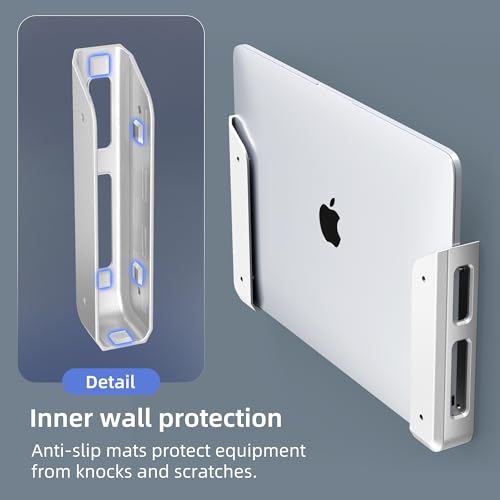 Wall & Under Desk Laptop Mount Holder–Adhesive & Screw in,1.02"/ 26 mm,Anti-Scratch Pads,Universal for MacBooks,Surface,Keyboards,Tablets,Switch &More,Matte Silver - color: Matte Silver