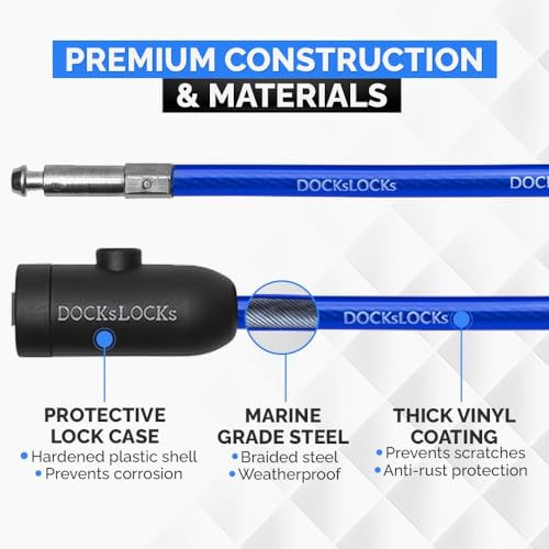 Coiled Security Cable Lock (5' to 25’ Lengths) with Keys, 25ft | Weatherproof, Multi-Purpose, Anti-Theft Protection, 10mm Diameter, For Kayaks, Bikes, Paddleboards, Scooters, Equipment - size: 25ft