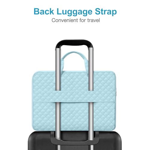 MOSISO 360 Protective Laptop Case 13.3 inch, 13-13.3 inch Laptop Sleeve | Compatible with MacBook Air/Pro 13/Pro 14,HP Dell ASUS Lenovo, Square Quilted Bag with 2 Pockets&Handle&Belt, Ice Blue - color: Ice Blue, size: 13.3 inch