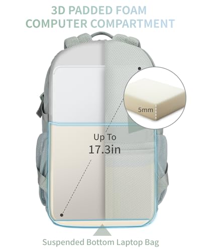 ECOHUB Travel Backpack for Women, 17.3 inch Suspended Laptop Backpack, Fashion Water-Resistant 28L Personal Item Bag with 12 Pockets for Causal, Work, Green - color: Green