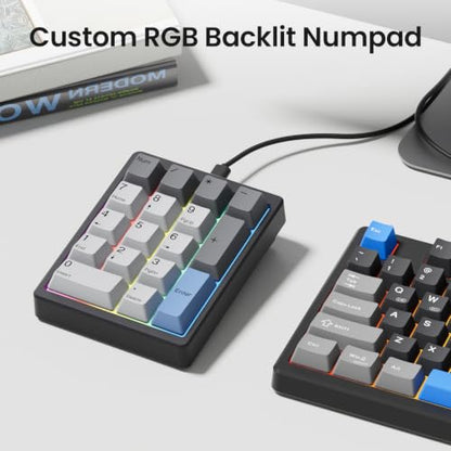 Kisnt MF17 Mechanical Numpad for Excel Financial Data Entry | QMK/VIA Programmable, Wired 17 Keys Hot Swappable, Custom RGB with PBT Keycaps for Laptops PC Compact Keyboards (Black) - color: Black