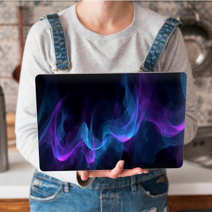 Universal Laptop Skin Sticker with 2 Wrist Pad Skins, Waterproof Scratch Resistant Vinyl Laptop Cover Decal, Cut to Fit for 11–15.6 Inch MacBook HP Dell Lenovo, Abstract Purple Blue Wave - color: Abstract Purple Blue Wave