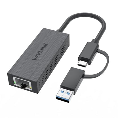 USB C to Ethernet Adapter 2.5G,WAVLINK LAN Adapter,Supports USB Type-A/C | ABS Plastic, lightweight, Compatible with Laptop, MacBook, XPS, iPad Pro, CAT6 cable & USB3.1 Required