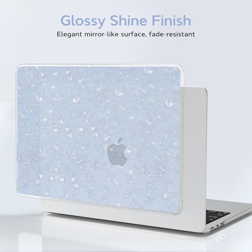 B BELK Compatible with MacBook Air 13 inch Case M5 2026 2025-2022 M4 M3 M2 A3449 A3240 A3113 A2681, Plastic Hard Shell+Keyboard Cover+Screen Protector for MacBook Air 13.6 inch Case, Shiny Blue Pearl - color: Shiny Blue Pearl