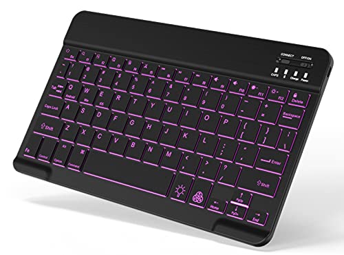 Backlit Bluetooth Keyboard Small Portable Wireless Keyboard Rechargeable Illuminated for Android Samsung Tablet Cell Phone Smartphone iPad A16 11th 10th Generation iPad Pro Air Mini iPhone (Black) - color: Black