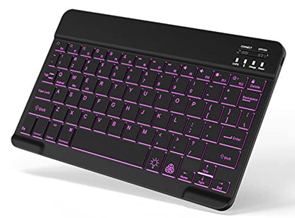 Backlit Bluetooth Keyboard Small Portable Wireless Keyboard Rechargeable Illuminated for Android Samsung Tablet Cell Phone Smartphone iPad A16 11th 10th Generation iPad Pro Air Mini iPhone (Black) - color: Black