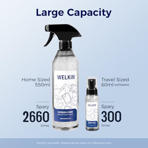 WELKIN Screen Cleaner Gel Kit, 18.6 oz + 2 oz for TV, Laptop & Phone | Gentle Gel Formula, Applies Precisely Without Dripping, Easy Screen Cleaning, Includes 1 Microfiber Cloth & 1 Glass Wipe - size: Gel Kit