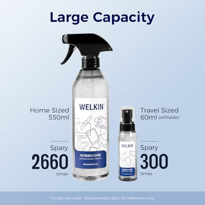 WELKIN Screen Cleaner Gel Kit, 18.6 oz + 2 oz for TV, Laptop & Phone | Gentle Gel Formula, Applies Precisely Without Dripping, Easy Screen Cleaning, Includes 1 Microfiber Cloth & 1 Glass Wipe - size: Gel Kit