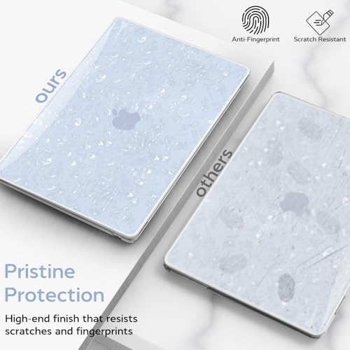 B BELK Compatible with MacBook Air 13 inch Case M5 2026 2025-2022 M4 M3 M2 A3449 A3240 A3113 A2681, Plastic Hard Shell+Keyboard Cover+Screen Protector for MacBook Air 13.6 inch Case, Shiny Blue Pearl - color: Shiny Blue Pearl