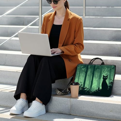 Laptop Bag,14 15 15.6 inch Laptop Case Sleeve,Computer Sleeve with Handle for Women Men,Carrying Case for MacBook,Dell,Lenovo,Notebook Computer,Green Black Cat - color: Green Black Cat