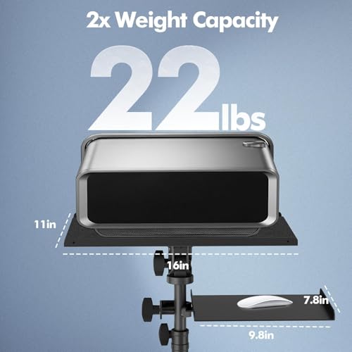 Projector Stand Tripod Laptop Tripod on Wheels with 2 Shelves | 26 to 49 Inch Adjustable Height, Portable Podium Stand with Gooseneck Phone Holder for Office, School, Home, DJ Racks