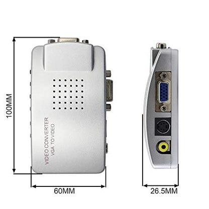 GINTOOYUN VGA to RCA Adapter,Composite VGA to Video,S-Video Converter,for HDTV, Monitors, Laptop, Desktop, PC.