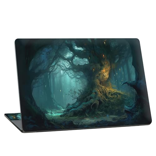 Universal Laptop Skin Sticker with 2 Wrist Pad Skins, Waterproof Scratch Resistant Vinyl Laptop Cover Decal, Cut to Fit for 11–15.6 Inch MacBook HP Dell Lenovo, Fantasy Forest - color: Fantasy Forest
