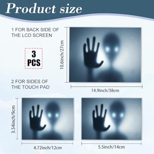 PLIGREAT 15 Inches Laptop Decal Sticker Skin Cover, Alien Design Laptop Sticker Decals Fits 12" to 15" Laptops Universal Waterproof Removable, Grey Blue - color: Grey Blue