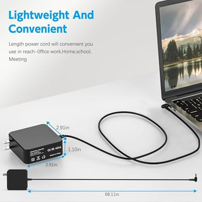 45W Laptop Charger Compatible with Asus VivoBook and ZenBook, 19V 2.37A Replacement Power Adapter (4.0mm Tip, 6Ft Cord)