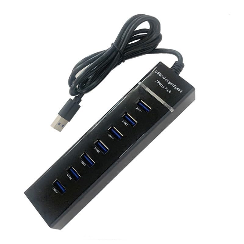 USB 3.0 Hub, 7-Port USB Data Hub Splitter for Laptop, PC, MacBook, Mac Pro, Mac Mini, More USB Devices-4FT(1x 3.0 Port+6X 2.0 Ports)