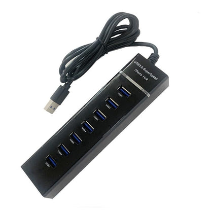 USB 3.0 Hub, 7-Port USB Data Hub Splitter for Laptop, PC, MacBook, Mac Pro, Mac Mini, More USB Devices-4FT(1x 3.0 Port+6X 2.0 Ports)