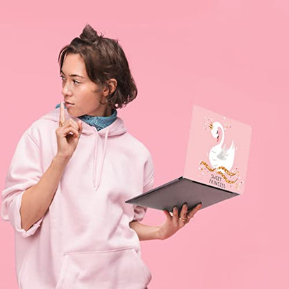 Laptop Skin Sticker,13.3 14 15 15.4 15.6 inch Laptop Skins,Universal Vinyl Decal,Dustproof Scratch Resistant Reusable Cover Protector with Free 2 Wrist Pads (Sweet Princess) - color: Sweet Princess