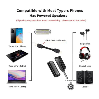 cablecc 2pcs/lot 16bit 48kHz USB-C Female Type-C to 3.5mm Male & Female Audio AUX & MIC Sound Card Adapter Compatible with Laptop Tablet Phone - style: USB-C to DAC 3.5mm M+F 2pcs
