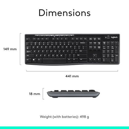 Logitech MK270 Full Size Wireless Keyboard and Mouse Combo - Black - color: Black, size: 1 Pack, style: Combo