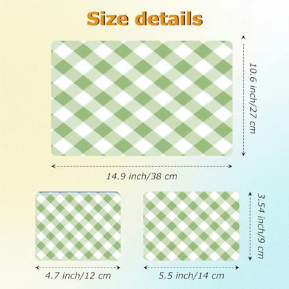 Universal Laptop Skin Sticker with 2 Wrist Pad Decals, 3-Piece Removable Vinyl Laptop Cover, Green Checkered Waterproof Anti-Scratch, Easy-Trim Fit for 13.3" 14" 15.6" Laptops - color: Green checkered