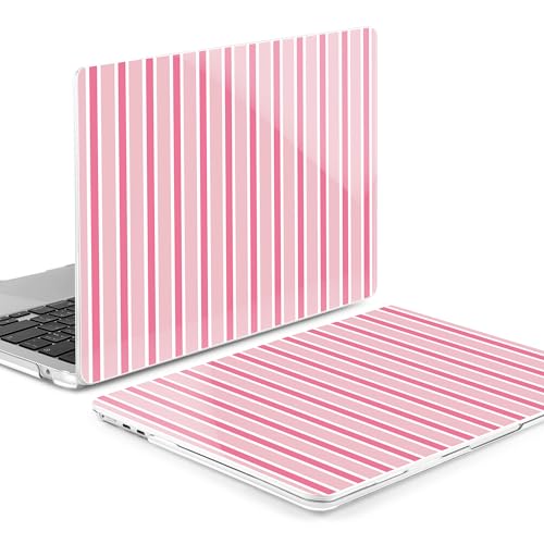 MEEgoodo Case for M5/M4/M3/M2 MacBook Air 15 inch Case 2026 2025 2024 2023, Laptop Shell Fit Model (A3448/A3241/A3114/A2941) for MacBook Air 15.3-inch, Light Pink&White Stripes - color: Light Pink&White Stripes