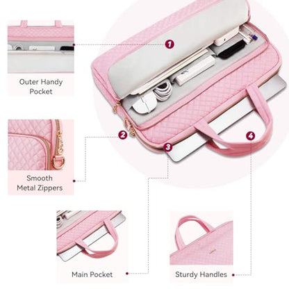 15.6 16 Inch Laptop Bag Case for Women Men Compatible with MacBook Pro M5/HP OmniBook Omen Envy/Dell Pro Inspiron/Lenovo Yoga IdealPad, Messenger Carrying Briefcase Computer Bag Case, Pink - color: Pink, size: 15.6 Inch