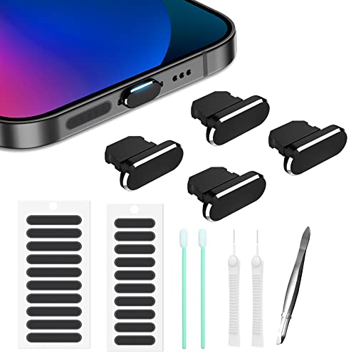 Dust Plug for iPhone, Compatible with iPhone and AirPods, Lightning Port Plug Protector Charging Port Anti Dust Cover Includes Speaker Cover (Black) - color: Black