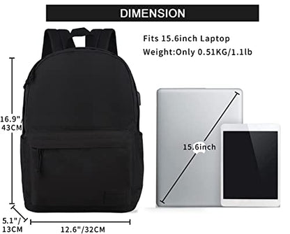 Lightweight School Backpack with Pencil Pouch, Backpack for School Boys and Girls(Black backpack set) - color: All Black, size: 20L