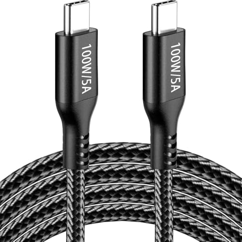 15FT 100W USB-C to USB-C Cable PD Fast Charging Cable Nylon Black | Type C Charger Cord for MacBook Pro/Air, iPad Air/iPhone 17/16/15/15 Pro, Samsung Galaxy S26/S25/S24, Moto, Pixel 9 Pro - color: Black, size: 15FT